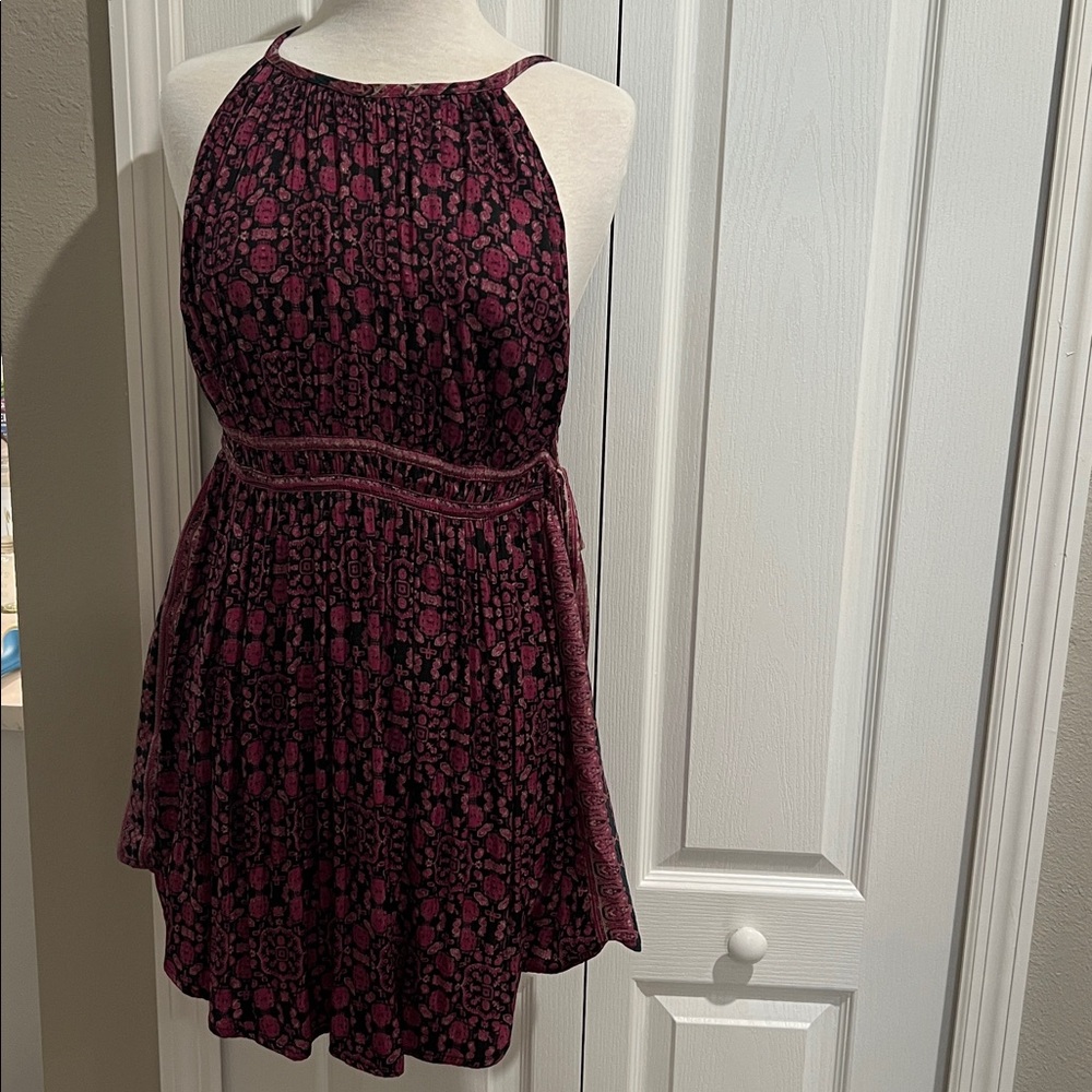 Free People Pink and Black Patterned Maxi Dress